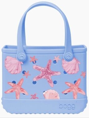 NWT Bogg Bag Bitty In Carolina Blue Shells And Starfish